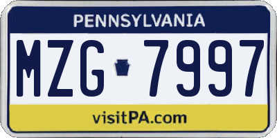 PA license plate MZG7997