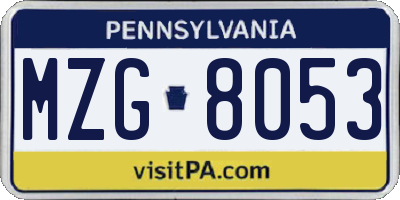 PA license plate MZG8053
