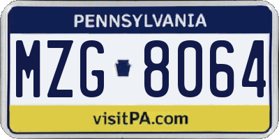 PA license plate MZG8064