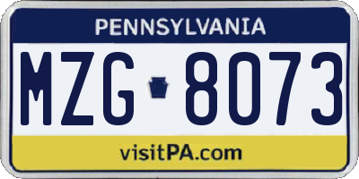 PA license plate MZG8073