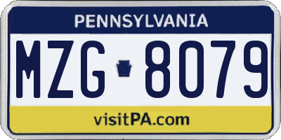 PA license plate MZG8079