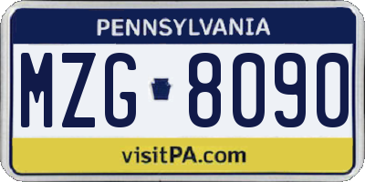 PA license plate MZG8090