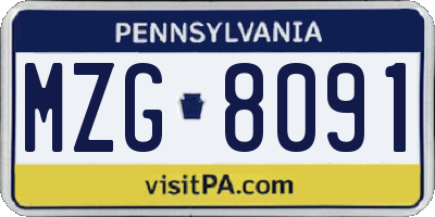 PA license plate MZG8091