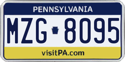 PA license plate MZG8095