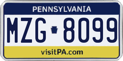 PA license plate MZG8099