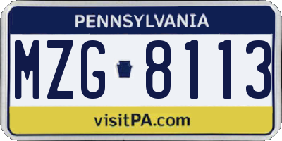 PA license plate MZG8113