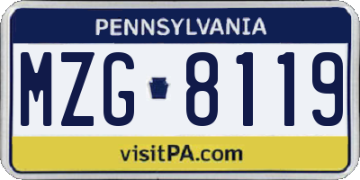PA license plate MZG8119