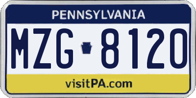 PA license plate MZG8120