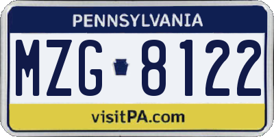 PA license plate MZG8122