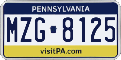 PA license plate MZG8125