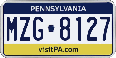 PA license plate MZG8127