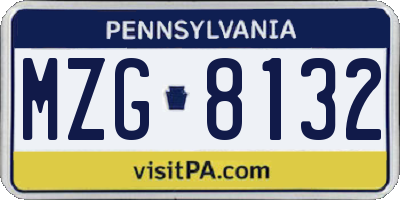 PA license plate MZG8132