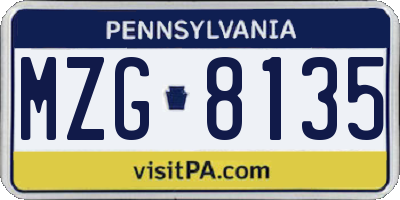 PA license plate MZG8135