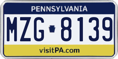PA license plate MZG8139
