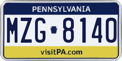 PA license plate MZG8140