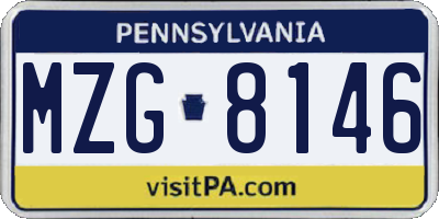 PA license plate MZG8146