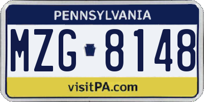 PA license plate MZG8148