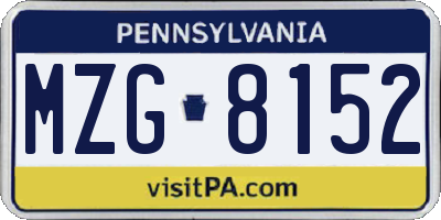 PA license plate MZG8152