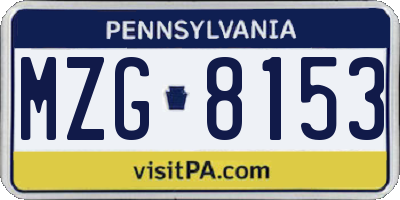 PA license plate MZG8153