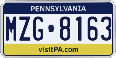 PA license plate MZG8163