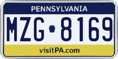 PA license plate MZG8169