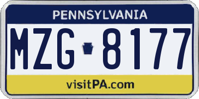 PA license plate MZG8177