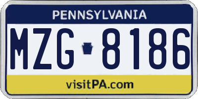 PA license plate MZG8186