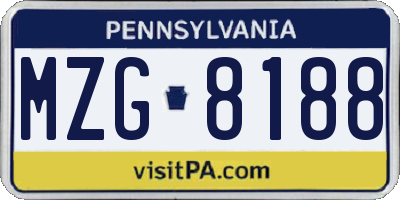 PA license plate MZG8188