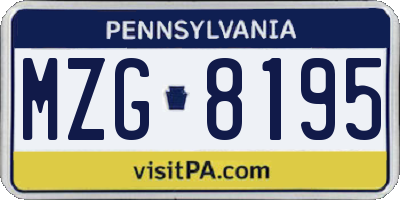 PA license plate MZG8195