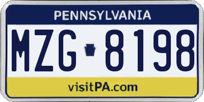 PA license plate MZG8198