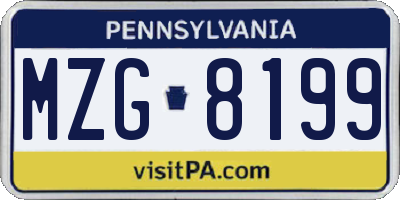 PA license plate MZG8199