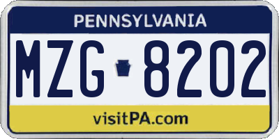 PA license plate MZG8202
