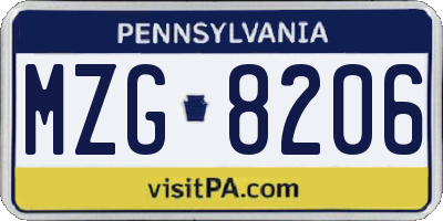 PA license plate MZG8206