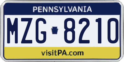 PA license plate MZG8210