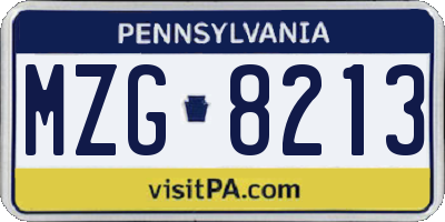 PA license plate MZG8213