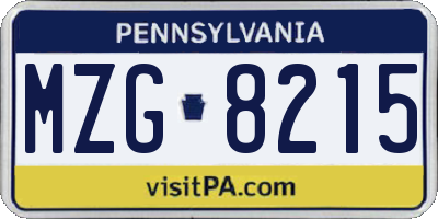 PA license plate MZG8215