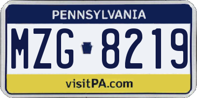 PA license plate MZG8219