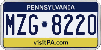 PA license plate MZG8220