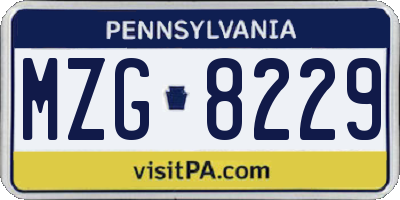 PA license plate MZG8229