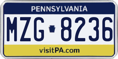 PA license plate MZG8236
