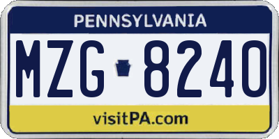 PA license plate MZG8240