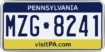 PA license plate MZG8241