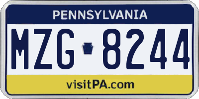 PA license plate MZG8244