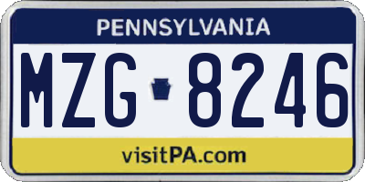 PA license plate MZG8246