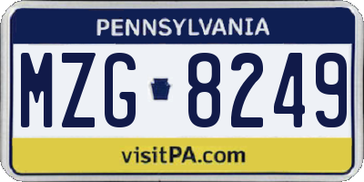 PA license plate MZG8249