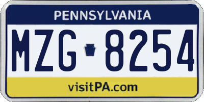 PA license plate MZG8254