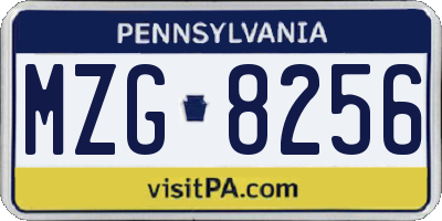 PA license plate MZG8256