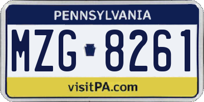 PA license plate MZG8261
