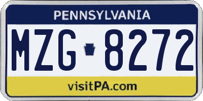 PA license plate MZG8272