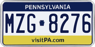 PA license plate MZG8276